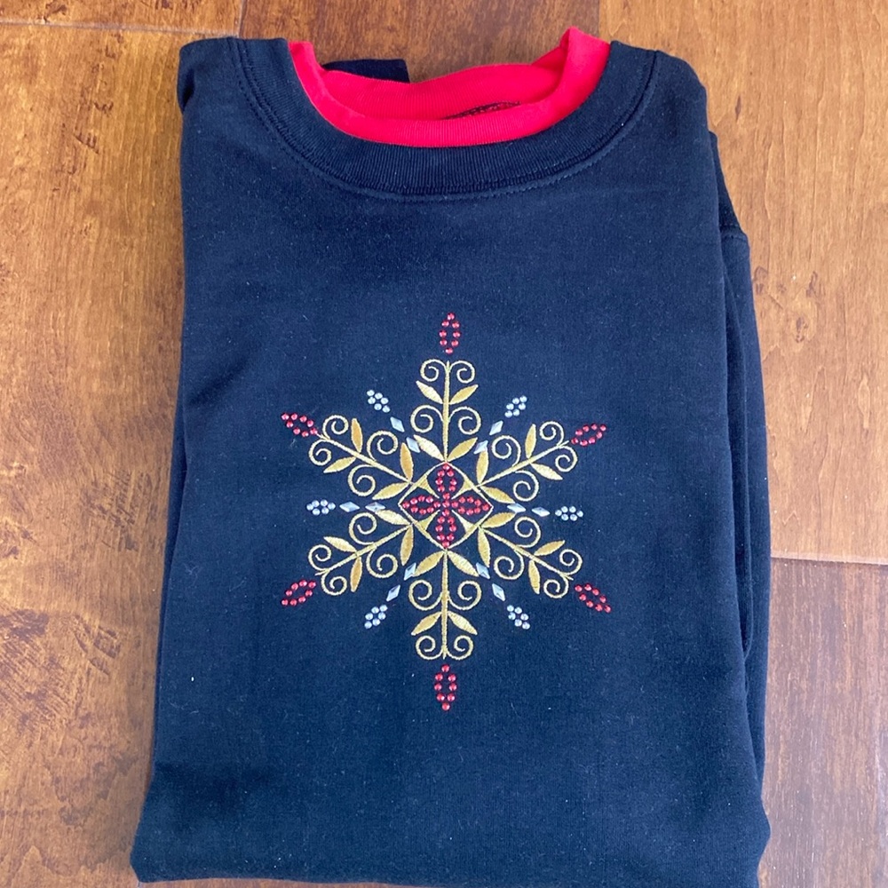 M & C Sportswear Metallic Snowflake Sweatshirt